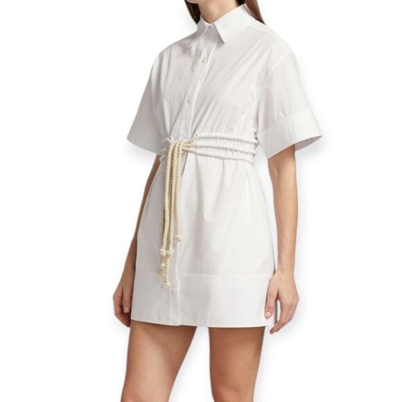 AKNVAS Fiona Rope Belt White Mini Shirtdress - Picture 13 of 13